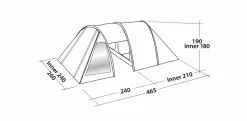 Easy Camp Galaxy 400 Rustic Green Tunneltent - 4 Personen -Bo-Camp Winkel 120391 galaxy 400 rustic green drawing perspective2