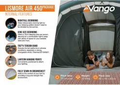 Vango Lismore Air 450 Opblaasbare Tunneltent - 4 Persoons - Groen -Bo-Camp Winkel 1900 1783 lismore air 450 package 4