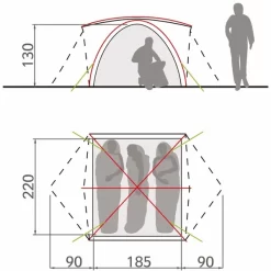 Vaude Campo Grande Koepeltent - 3-4 Persoons - Groen -Bo-Camp Winkel 1900 1883 14225 g 5